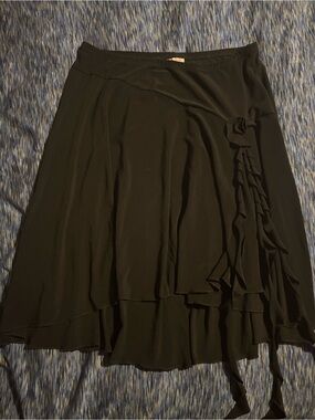 Black Ruffle-Accent Circle Skirt